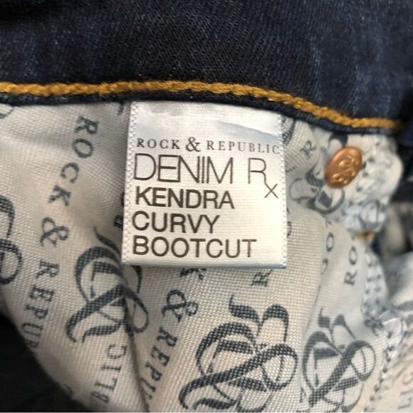 Rock & Republic Dark Blue Denim Kendra Curvy Low Rise Women’s Jeans - Picture 14 of 16